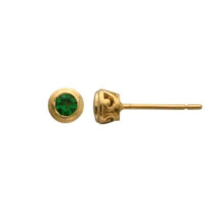 Steven Battelle Carved Post Tsavorite Earrings