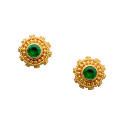 Steven Battelle Graduation Ornament Emerald Earrings