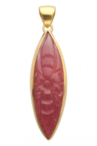 Steven Battelle Carved Ruby Pendant Necklace