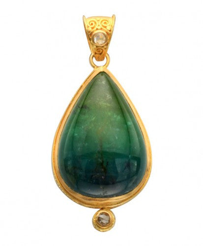 Steven Battelle Diamond and Tourmaline Pendant Necklace