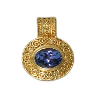 Steven Battelle 18K Gold Tanzanite Pendant Necklace