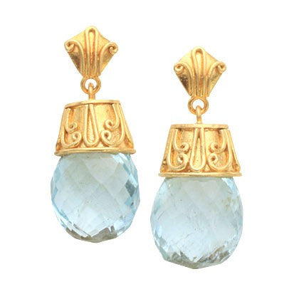Steven Battelle Drop Aquamarine Earrings