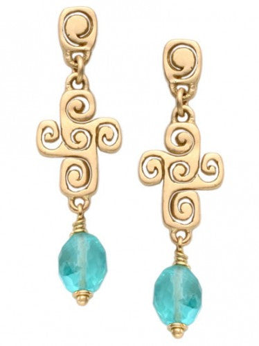 Steven Battelle Sprial Cross Dangle Earrings