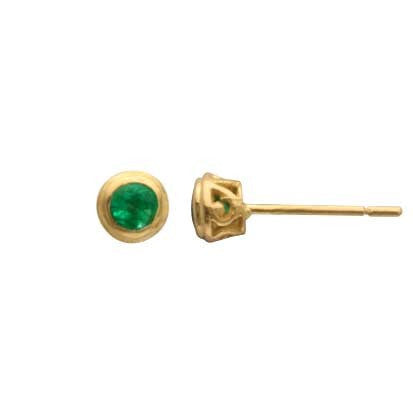 Steven Battelle Carved Post Emerald Earrings